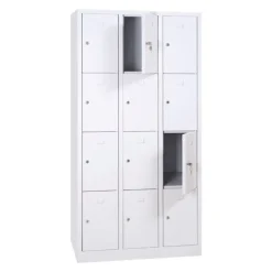 Vestiaire monoblocs multicases - 3 colonnes soit 12 cases monobloc - H180 x L90 x P50 cm - blanc
