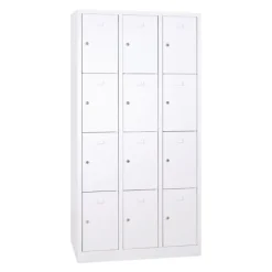 Vestiaire monoblocs multicases - 3 colonnes soit 12 cases monobloc - H180 x L90 x P50 cm - blanc