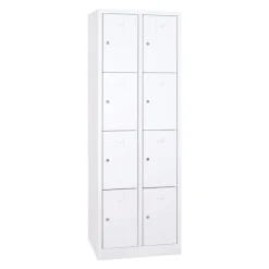 Vestiaire monoblocs multicases - 2 colonnes soit 8 cases monobloc - H180 x L60 x P50 cm - blanc
