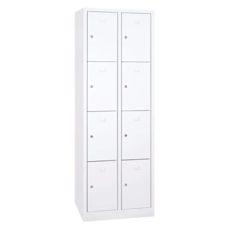 Vestiaire monoblocs multicases - 2 colonnes soit 8 cases monobloc - H180 x L60 x P50 cm - blanc