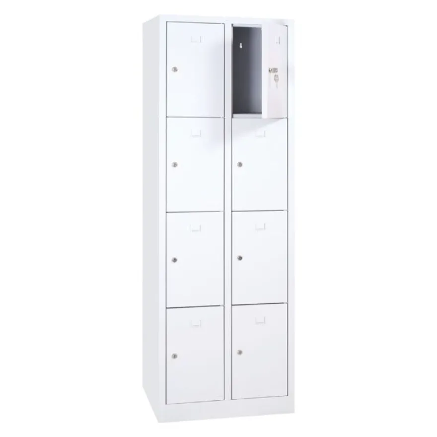 Vestiaire monoblocs multicases - 2 colonnes soit 8 cases monobloc - H180 x L60 x P50 cm - blanc