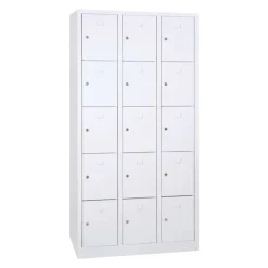 Vestiaire monoblocs multicases - 3 colonnes soit 15 cases monobloc - H180 x L90 x P50 cm - blanc