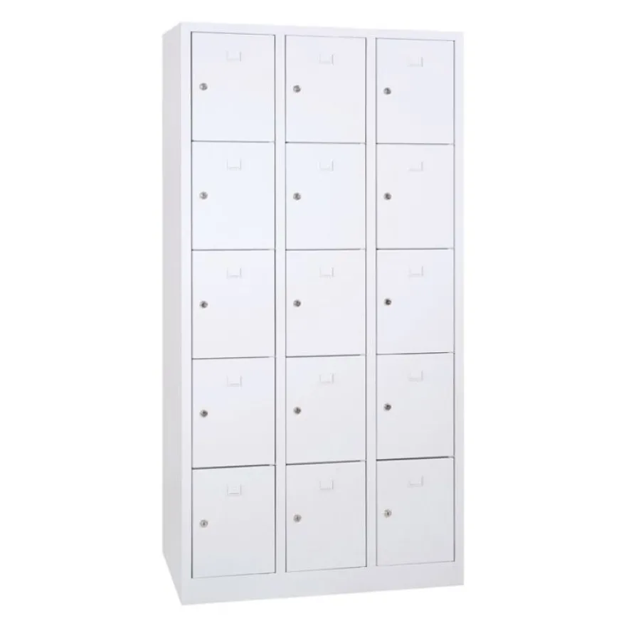 Vestiaire monoblocs multicases - 3 colonnes soit 15 cases monobloc - H180 x L90 x P50 cm - blanc