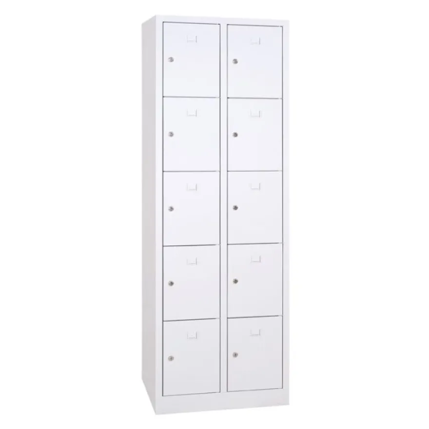 Vestiaire monoblocs multicases - 2 colonnes soit 10 cases monobloc - H180 x L60 x P50 cm - blanc
