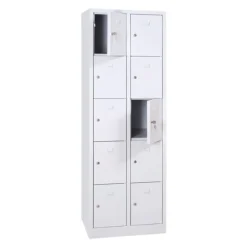 Vestiaire monoblocs multicases - 2 colonnes soit 10 cases monobloc - H180 x L60 x P50 cm - blanc