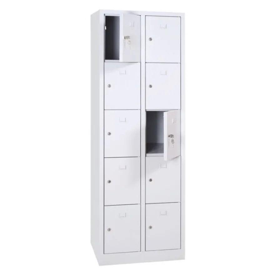 Vestiaire monoblocs multicases - 2 colonnes soit 10 cases monobloc - H180 x L60 x P50 cm - blanc