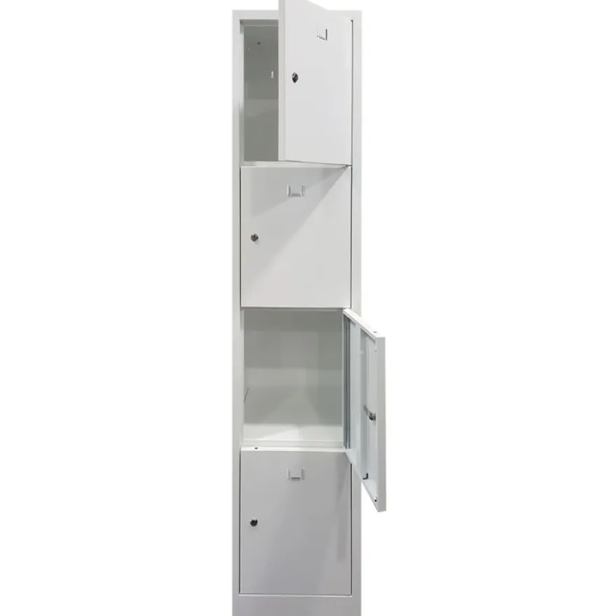 Vestiaire monoblocs multicases - 1 colonne soit 4 cases monobloc - H180 x L30 x P50 cm - blanc