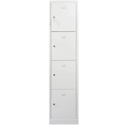 Vestiaire monoblocs multicases - 1 colonne soit 4 cases monobloc - H180 x L30 x P50 cm - blanc
