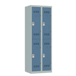 Vestiaire multicases - 2 colonnes - 4 portes - 180 x 60 x 50 cm - gris/bleu