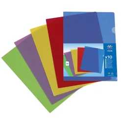 Viquel - 10 Pochettes coin - A4 - pour 25 feuilles - 13/100 - couleurs assorties