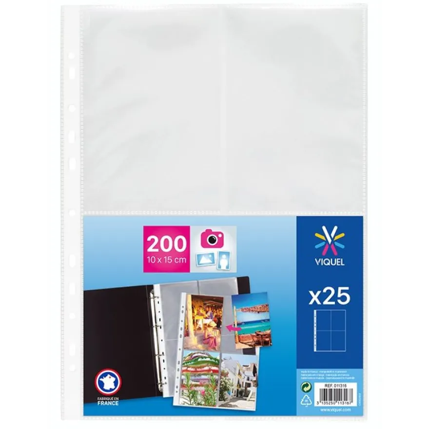 Viquel - 25 Pochettes perforées pour photos - A4