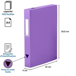 Viquel - Boîte de classement plastique - dos 40 mm - disponible dans différentes couleurs pastels