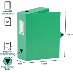 Viquel - Boîte de classement plastique - dos 80 mm - disponible dans différentes couleurs