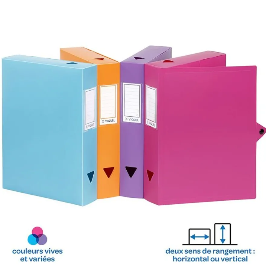 Viquel - Boîte de classement plastique - dos 60 mm - disponible dans différentes couleurs pastels