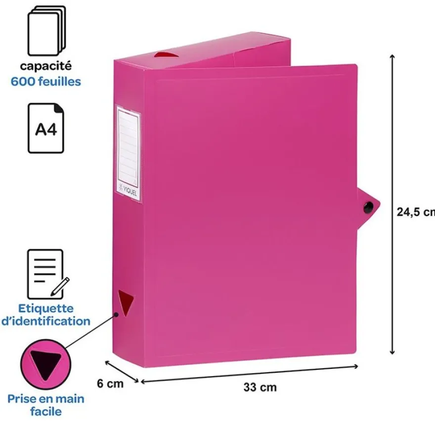 Viquel - Boîte de classement plastique - dos 60 mm - disponible dans différentes couleurs pastels