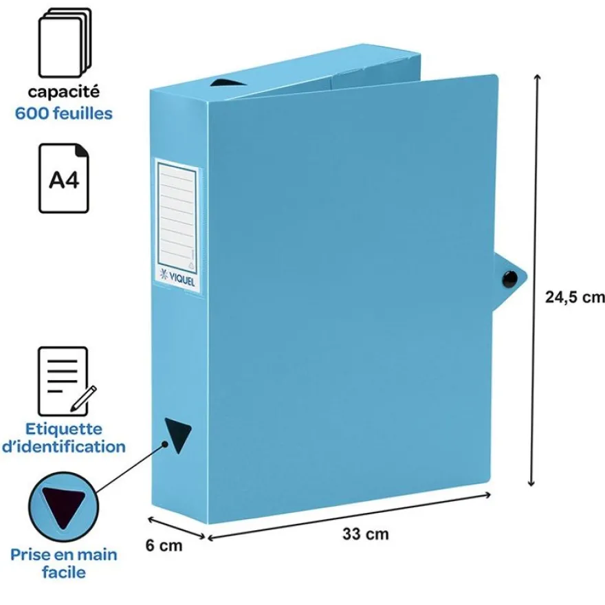 Viquel - Boîte de classement plastique - dos 60 mm - disponible dans différentes couleurs pastels