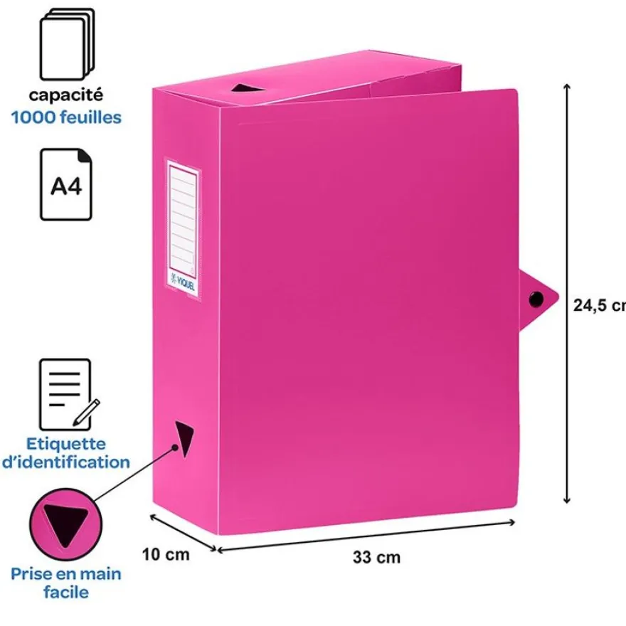 Viquel - Boîte de classement plastique - dos 100 mm - disponible dans différentes couleurs pastels