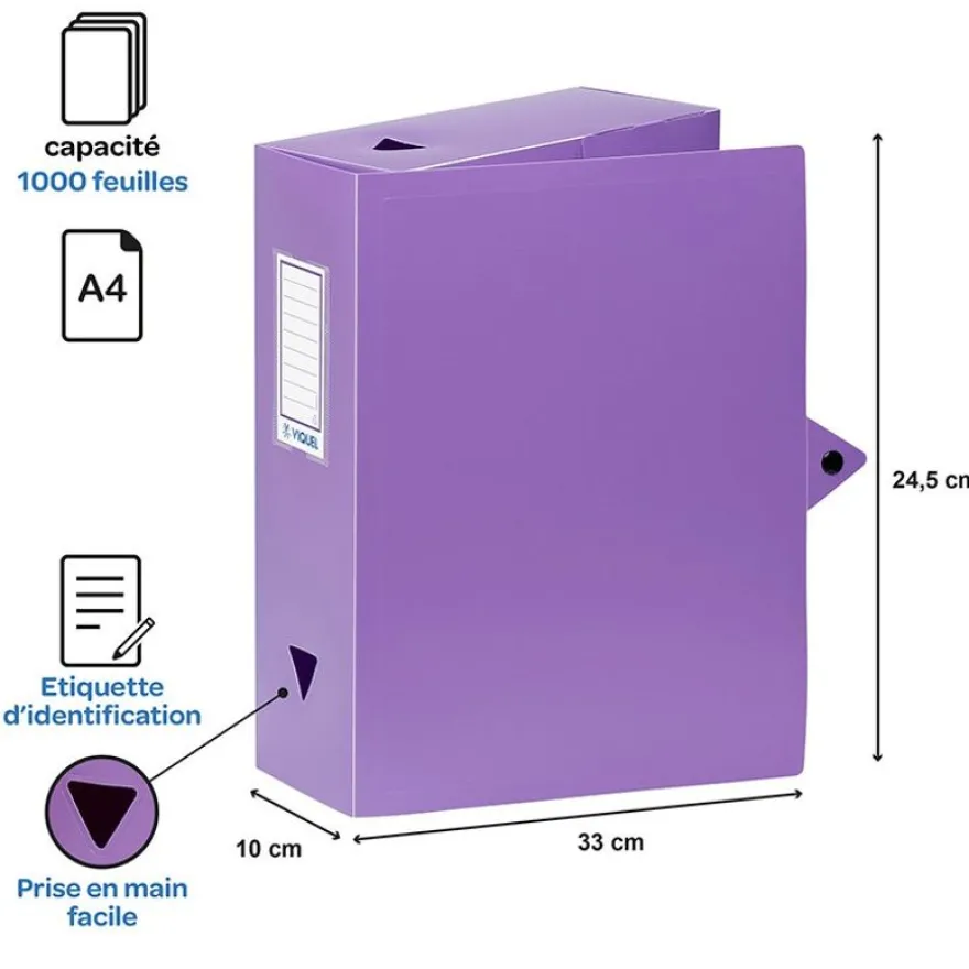 Viquel - Boîte de classement plastique - dos 100 mm - disponible dans différentes couleurs pastels