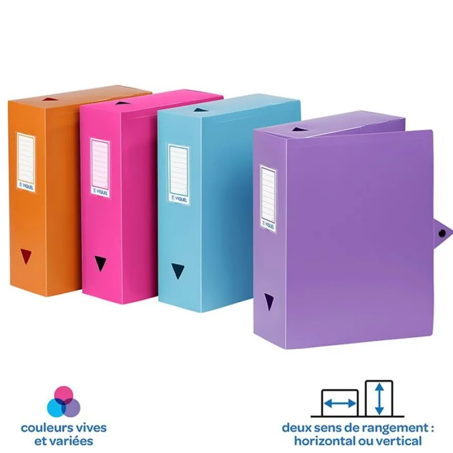 Viquel - Boîte de classement plastique - dos 100 mm - disponible dans différentes couleurs pastels