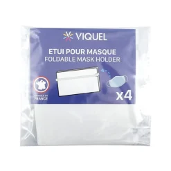Viquel - Pack de 4 étuis pliables pour masque - blanc