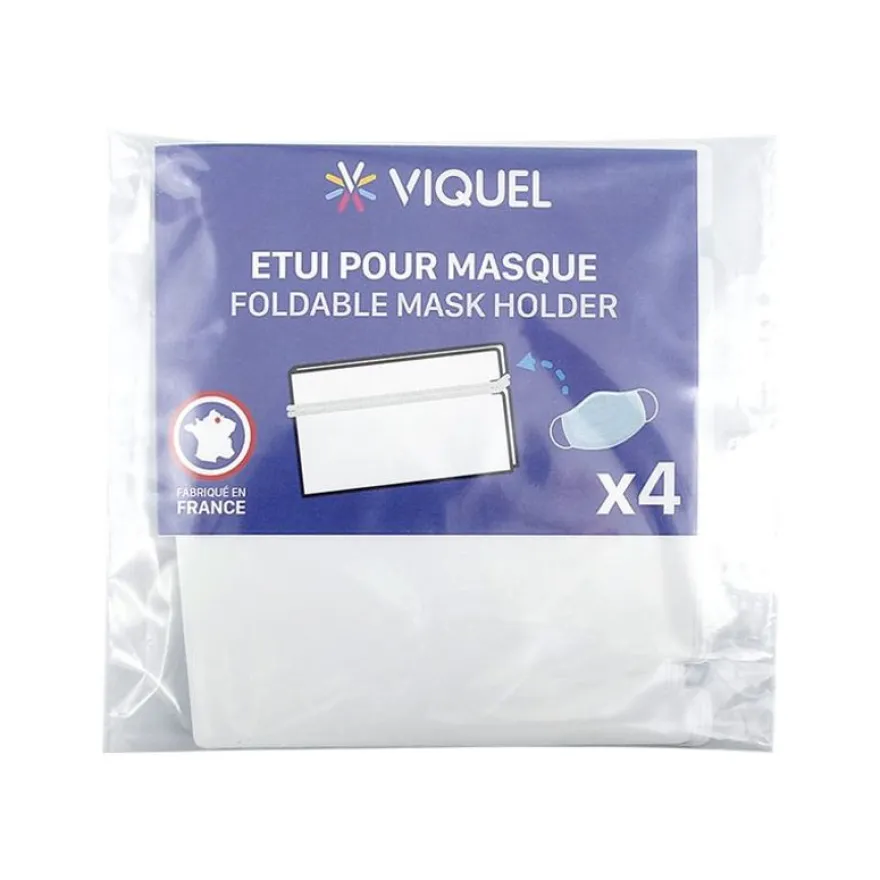 Viquel - Pack de 4 étuis pliables pour masque - blanc