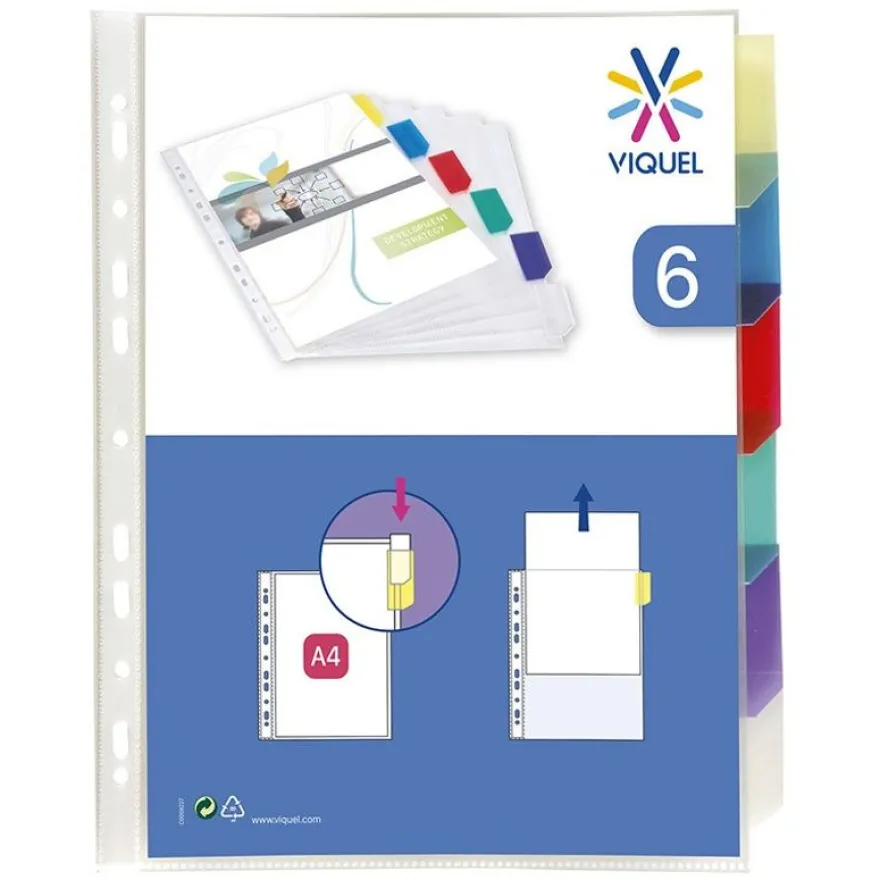 Viquel - Pochette intercalaire 6 positions - A4 - polypropylène