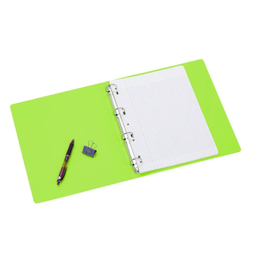 Viquel Happy Fluo - Classeur 4 anneaux - Dos 35 mm - A4 - pour 250 feuilles - disponible dans différentes couleurs