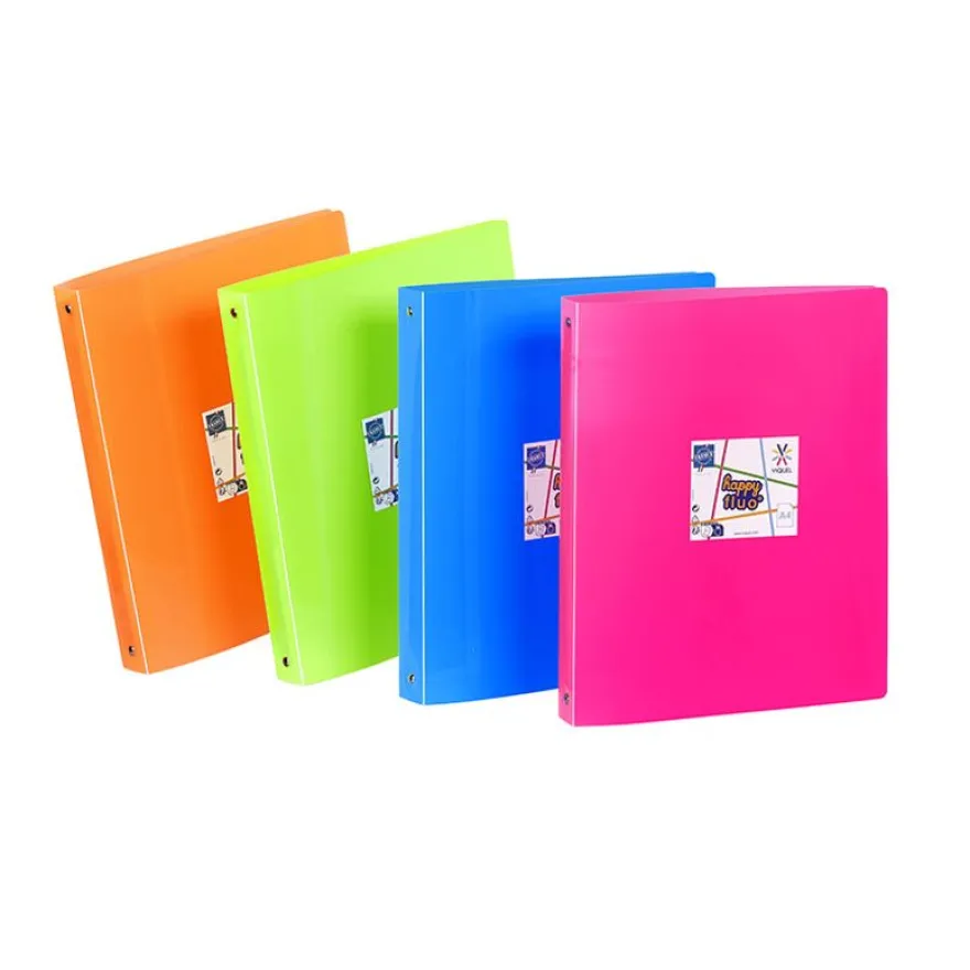 Viquel Happy Fluo - Classeur 4 anneaux - Dos 35 mm - A4 - pour 250 feuilles - disponible dans différentes couleurs