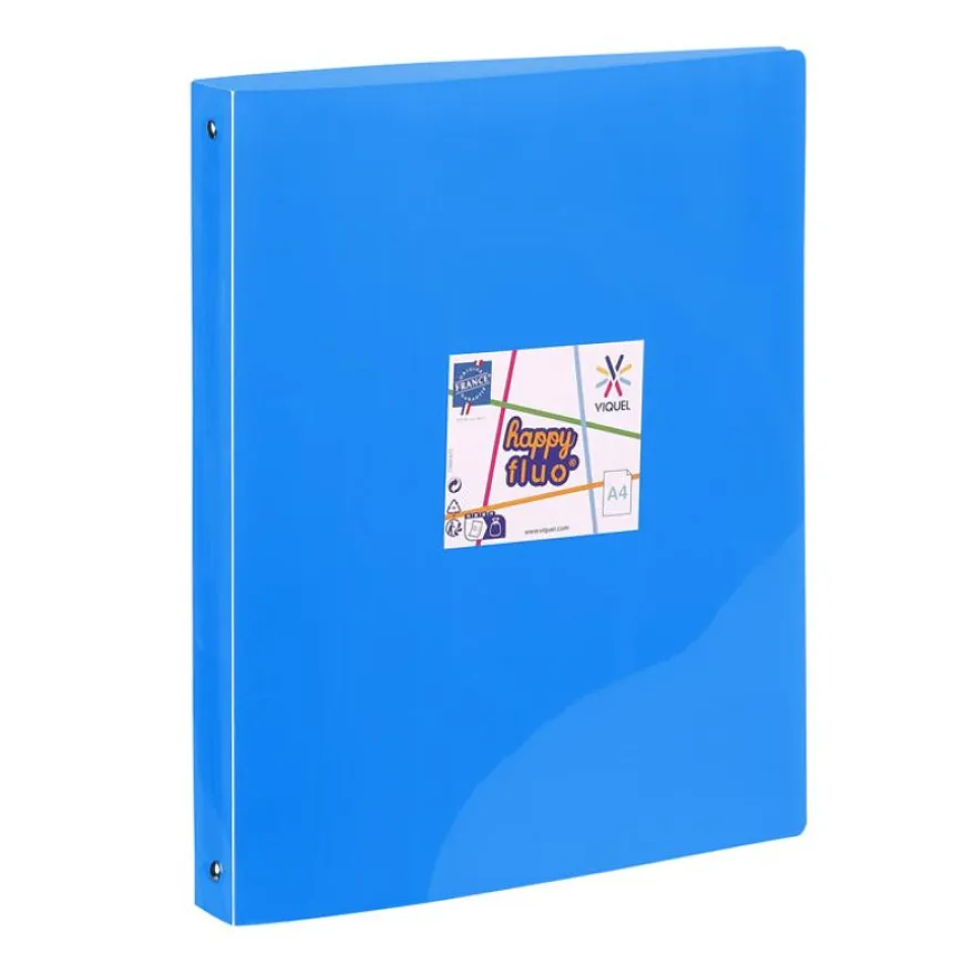 Viquel Happy Fluo - Classeur 4 anneaux - Dos 35 mm - A4 - pour 250 feuilles - disponible dans différentes couleurs