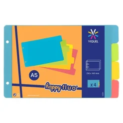 Viquel Happy Fluo - Intercalaire 4 positions - pour fiches Bristol 14,5 x 22,5 cm