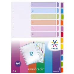 Viquel Intercolor - Intercalaire 12 positions - A4 - polypropylène coloré