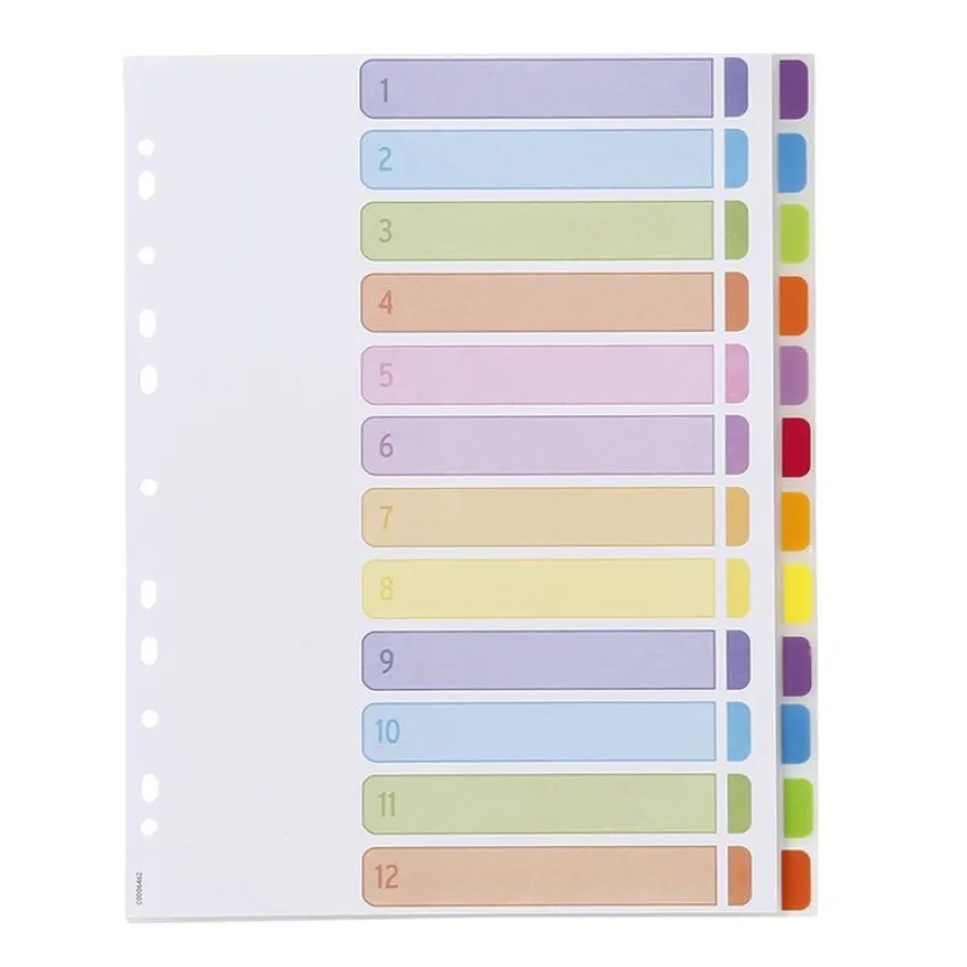 Viquel Intercolor - Intercalaire 12 positions - A4 Maxi - polypropylène coloré