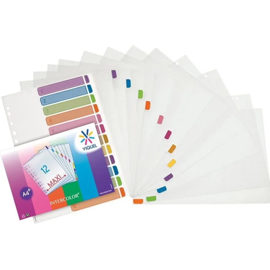 Viquel Intercolor - Intercalaire 12 positions - A4 Maxi - polypropylène coloré