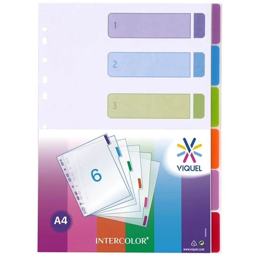 Viquel Intercolor - Intercalaire 6 positions - A4 - polypropylène coloré