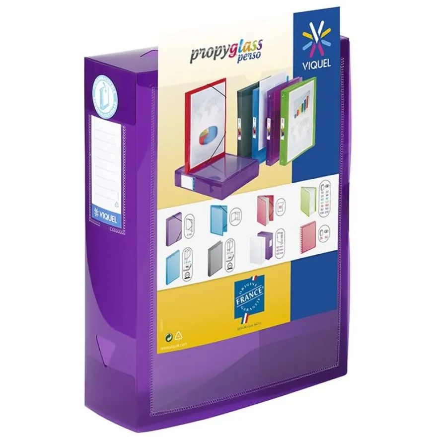 Viquel Propyglass - Boîte de classement personnalisable - dos 80 mm - disponible dans différentes couleurs