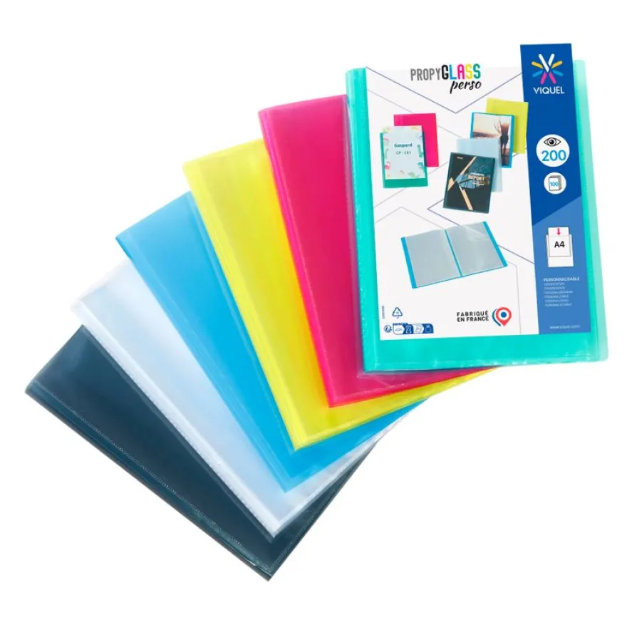 Viquel Propyglass - Porte vues personnalisable - 200 vues - A4 - disponible dans différentes couleurs