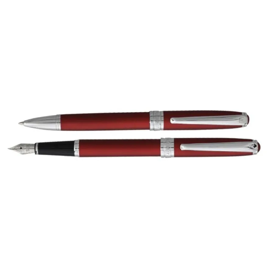 Vuarnet Eagle - Parure stylo à bille et sylo plume orange laqué métallisé