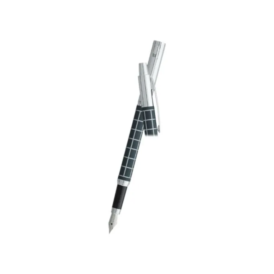 Vuarnet Swing Quadrillé - Stylo plume bordeaux satiné