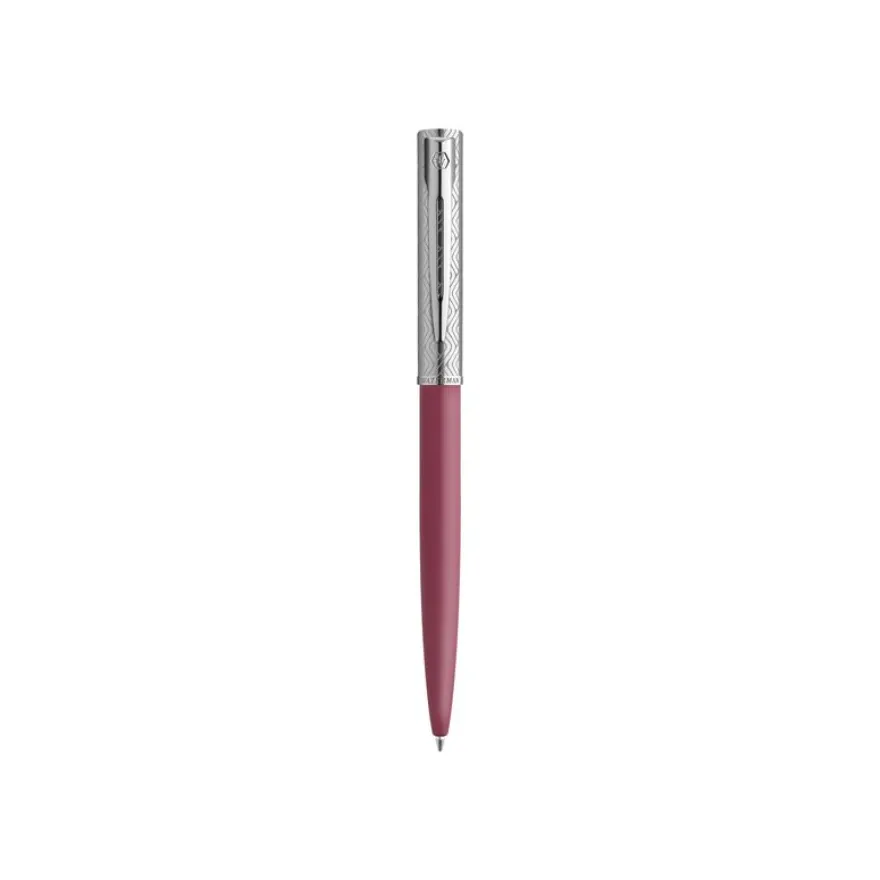 Waterman Allure Deluxe – stylo-bille – pointe moyenne – encre bleue – corps rose – bouchon chrome – coffret cadeau