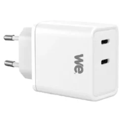WE - Chargeur secteur - GaN - 45 watt - 2 connecteurs de sortie (USB-C) - blanc