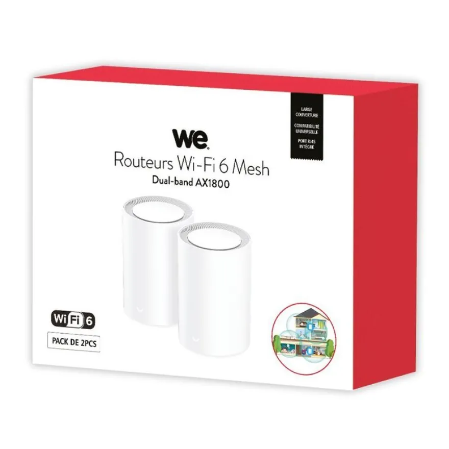 We - Pack de 2 routeurs MESH - sans fil - Duan-Band WIFI 6 AX 1800
