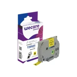 Wecare - Ruban d'étiquettes compatible Brother TZE641 - 1 rouleau (1,8 cm x 8 m) - fond jaune écriture noire