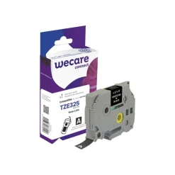 Wecare ruban d'étiquette compatible Brother TZE325 - 1 rouleau (0,9 cm x 8 m) - fond noir écriture blanche