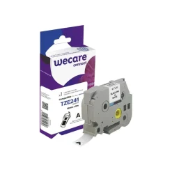Wecare ruban d'étiquette compatible Brother TZE241 - 1 rouleau (1,8 cm x 8 m) - fond blanc écriture noire