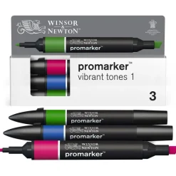WINSOR & NEWTON - ProMarker tons vif 1 - marqueur double pointe - magenta bleu roi vert forêt - encre à base de colorant d'alcool - large / petit