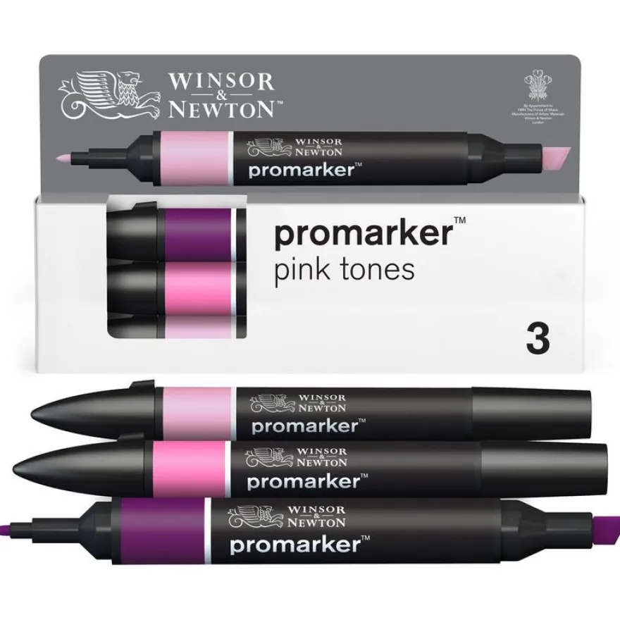 WINSOR & NEWTON - ProMarker tons rose - marqueur double pointe - prune griotte œillet rose - encre à base de colorant d'alcool - large / petit