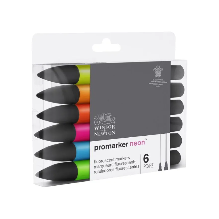 Winsor & Newton ProMarker - Pack de 6 marqueurs double pointe - couleurs assorties