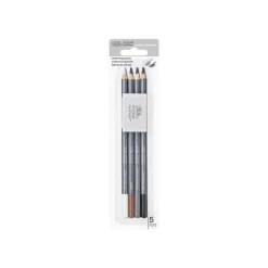Winsor & Newton Studio Collection - Pack de 4 crayons esquisse + gomme - sépia, charbon blanc, charbon medium, charbon dur