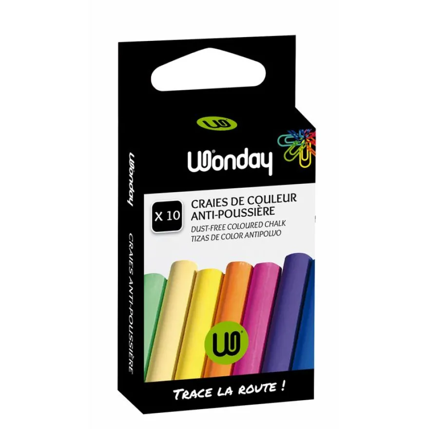 Wonday - 10 Craies couleurs assorties - anti poussière