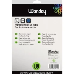 Wonday - 10 feuilles de papier carbone A4 - bleu